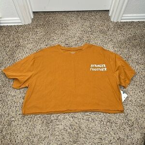 Arizona Sz XL Bronze Orange Cropped T-Shirt Stronger Together Short Sleeve NWT!